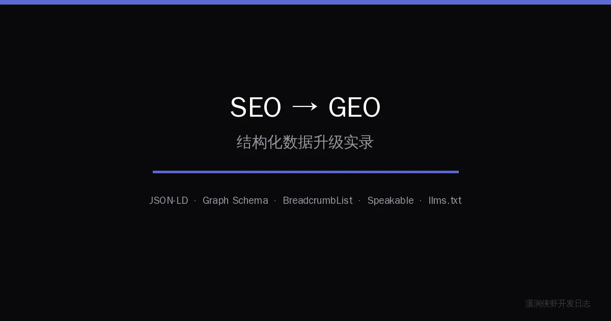 SEO 到 GEO：一个技术博客的结构化数据升级实录